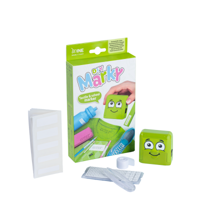 Ștampilă cu tuș de textile și set de litere Marky DIY